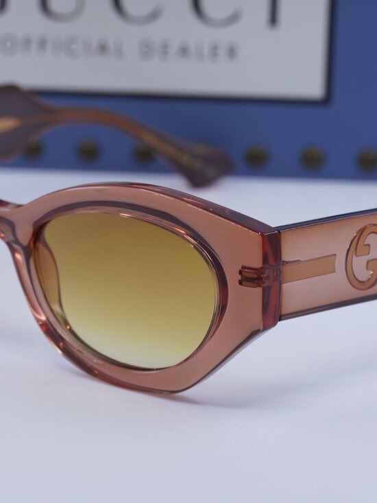 Gucci GG1553S 004 Oval Sunglasses - Amber / Brown main image 12
